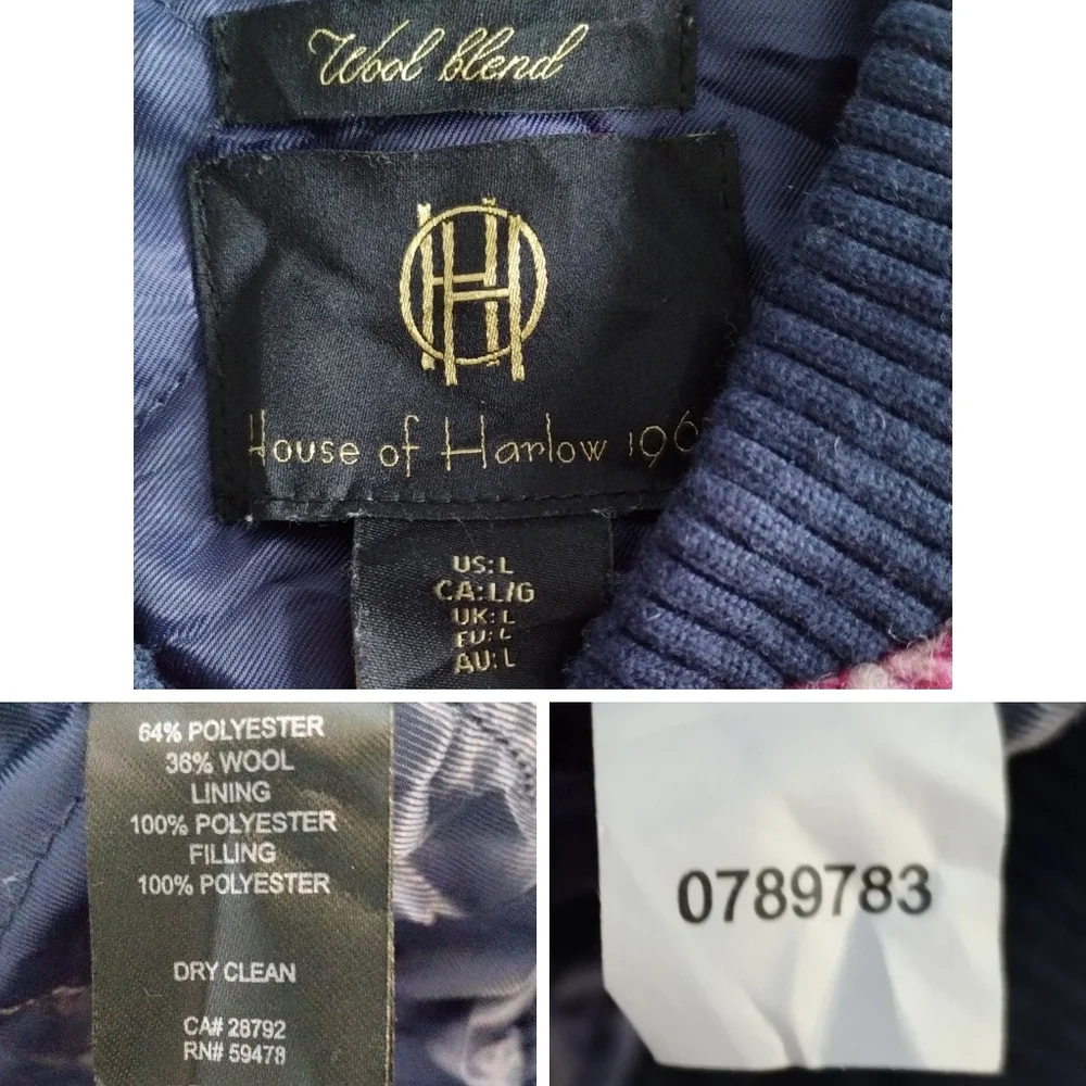 House of Harlow 1960 Pink Plaid Wool Stable Jacket - Picture 4 of 7